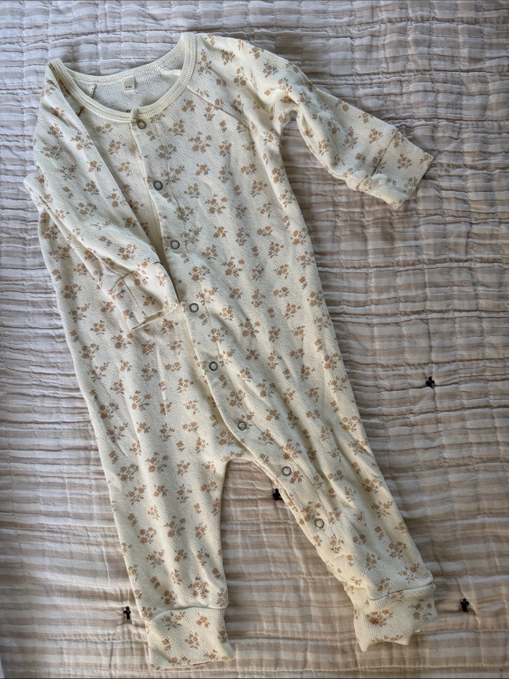 Quincy Mae Cream One-Piece with Tan Floral Print